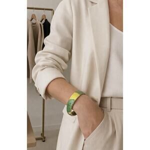 Sequin Enamel Green Yellow Leaf Hingle Bangle New